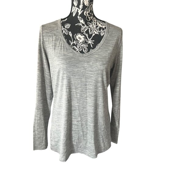 Woolx Womens Merino Wool Base Layer Top long Sleeve Shirt Gray Large - Picture 1 of 4